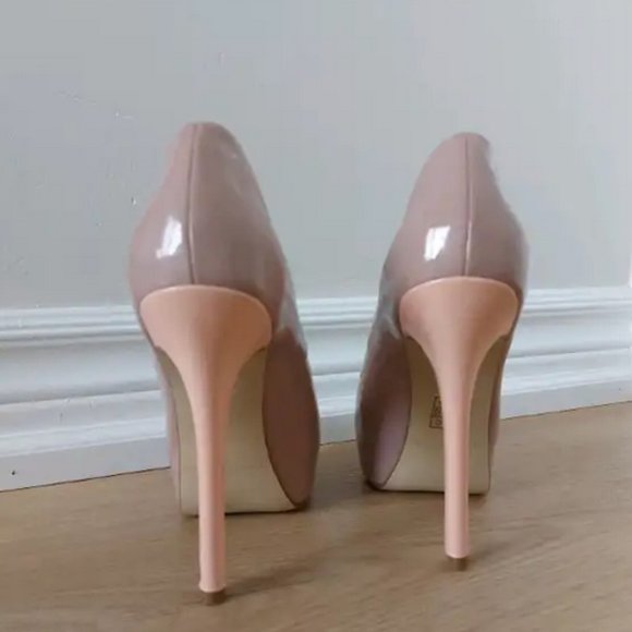 Women's shoes pumps heels peep-toe taupe nude size 6 - Picture 5 of 9